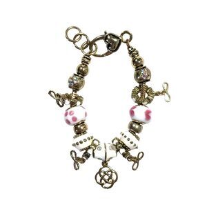 European Charm Bracelet Silver Tone Murano Glass Beads Celtic Knot Fairycore